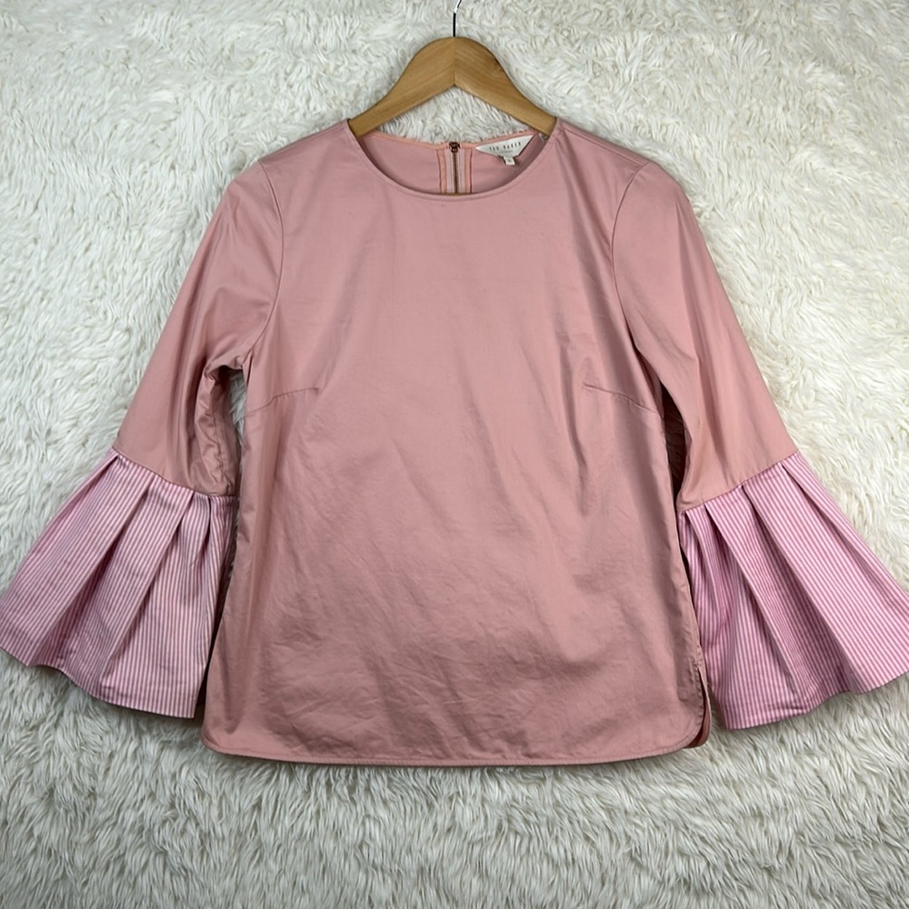 Ted Baker Jesieh pink bell sleeve blouse/top.